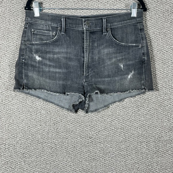 Agolde Denim Shorts Womens Size 30 Black Washed Cut‎ Off Distressed Frayed Hem - Picture 1 of 10